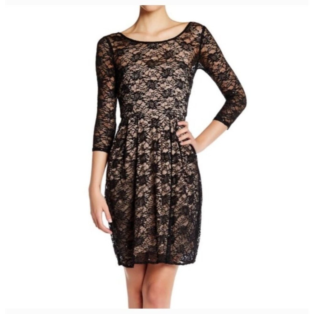 Betsey Johnson Black Lace Dress Floral Sequin Size 4 Illusion‎ Whimsygoth NEW